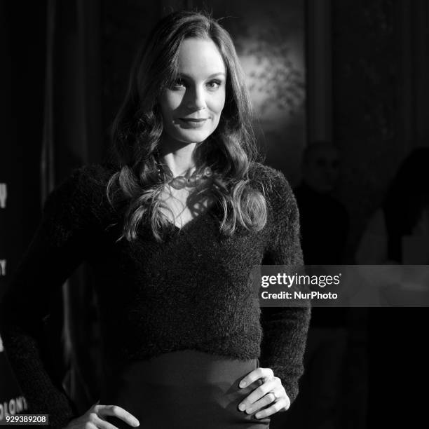 Actress Sarah Wayne Callies attends a photocall for 'Colony' Tv series at the Santo Mauro Hotel on March 8, 2018 in Madrid, Spain.