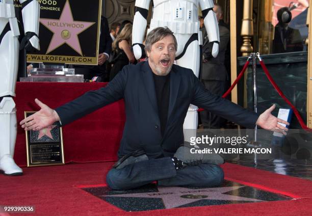 Actor Mark Hamill is honored with a star on the Hollywood Walk of Fame on March 8 in Hollywood, California.
