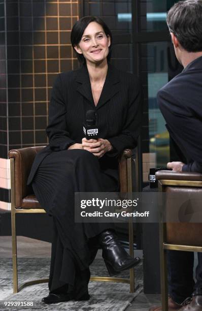 Actress Carrie-Anne Moss visits Build Series to discuss the series "Jessica Jones" at Build Studio on March 8, 2018 in New York City.