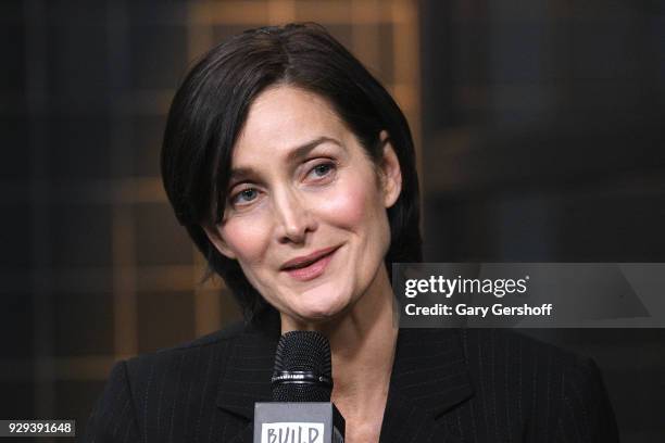 Actress Carrie-Anne Moss visits Build Series to discuss the series "Jessica Jones" at Build Studio on March 8, 2018 in New York City.