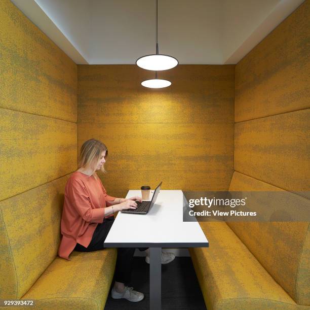 Private work booth. KPMG Offices, Leeds, Leeds, United Kingdom. Architect: Sheppard Robson, 2015.