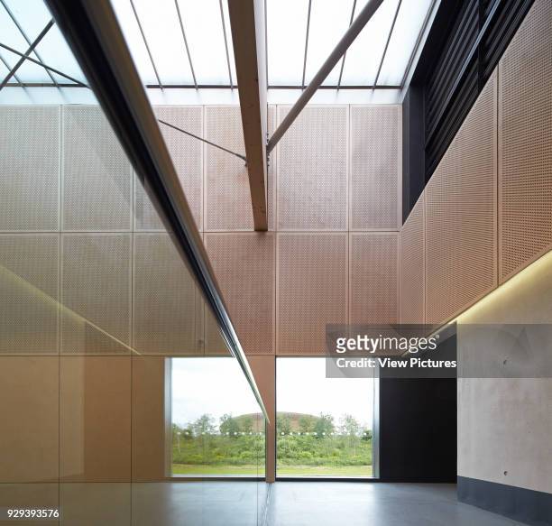 Interior corridor with skylight and glazing. Eton Manor - Lee Valley Hockey and Tennis Centre, London, United Kingdom. Architect: Stanton Williams,...