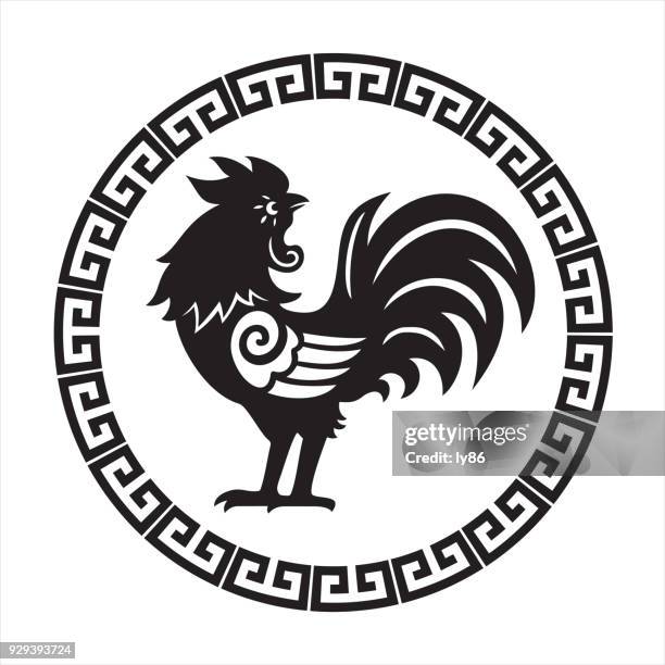 rooster, zodiac sign - year of the rooster stock illustrations
