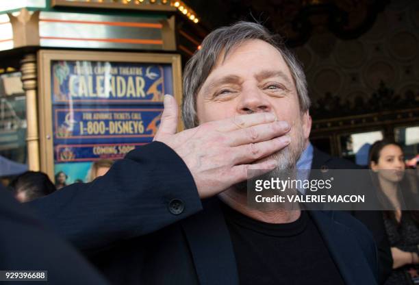Actor Mark Hamill is honored with a star on the Hollywood Walk of Fame on March 8 in Hollywood, California. / AFP PHOTO / VALERIE MACON
