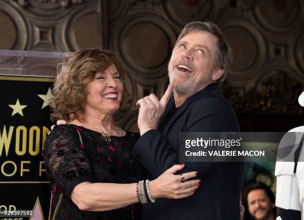 Actor Mark Hamill and his wife, Marilou York, attend the ceremony honoring Hamill with a star on the Hollywood Walk of Fame on March 8 in Hollywood,...