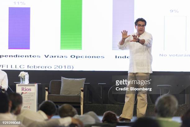 Armando Rios Piter, Independent party presidential candidate, speaks during the Banks of Mexico Association Annual Banking Convention in Acapulco,...