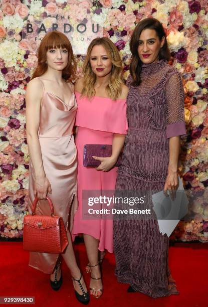 Nicola Roberts, Kimberley Walsh and Guest attend The BARDOU Foundation's International Women's Day IWD private dinner at The Hospital Club on March...