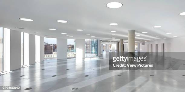 Unfurnished open plan floorplate. Turnmill Building, London, United Kingdom. Architect: Piercy & Company, 2015.