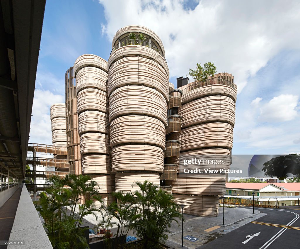 Ntu Engineering Elevated view towrads Hive with campus road and linking bridges. NTU ...