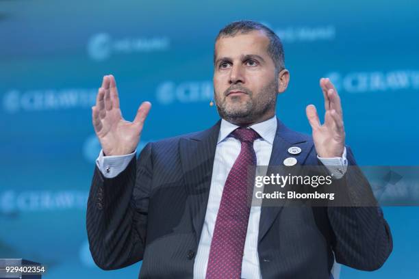 Mohamed Al Hammadi, chief executive officer of Emirates Nuclear Energy Corp., speaks during the 2018 CERAWeek by IHS Markit conference in Houston,...