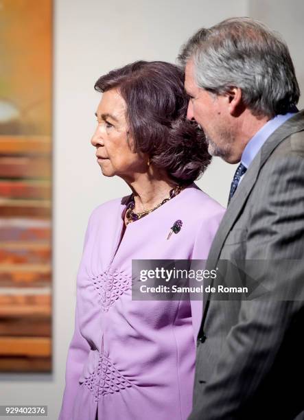 Queen Sofia and Minister Inigo Mendez de Vigo Attend 'Reina Sofia' Awards on March 8, 2018 in Madrid, Spain.