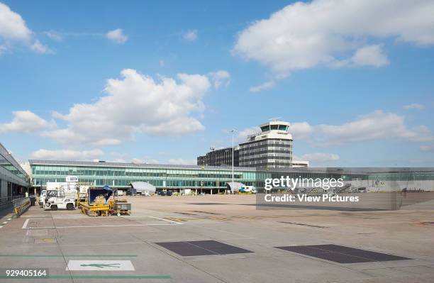 Overall view of service area on airfield. Manchester Airport, Manchester, United Kingdom. Architect: n/a, 2015.