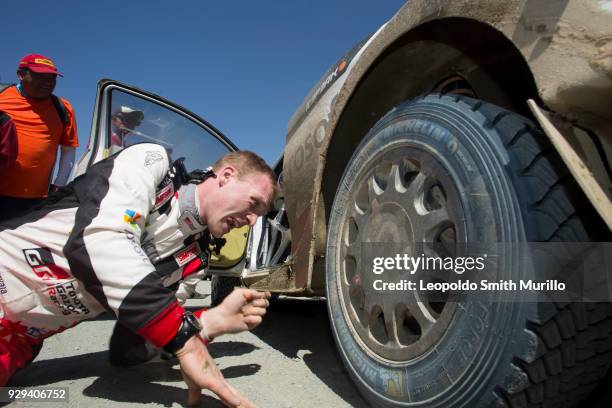 Jari-Matti Latvala of Finland and Toyota Gazoo Racing WRT Team Check his car Toyota Yaris WRC during the Shakedown as a part Day One of the FIA World...