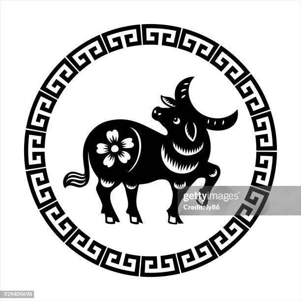 ox, zodiac sign - water buffalo stock illustrations