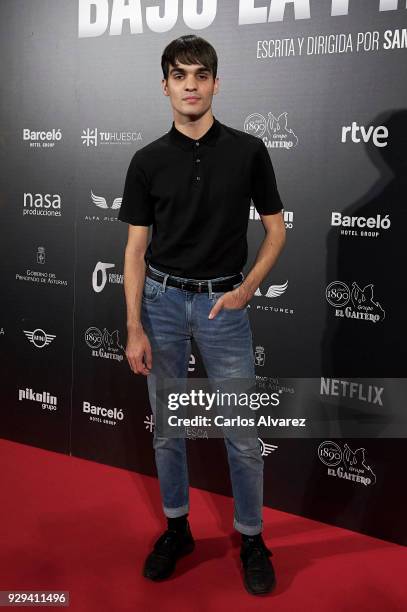 Actor Eneko Sagardoy attends 'Bajo La Piel del Lobo' premiere at the Callao cinema on March 8, 2018 in Madrid, Spain.