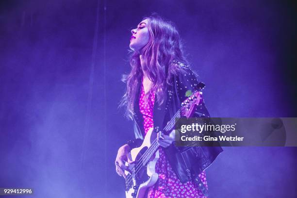 Swedish singer Johanna Soederberg of First Aid Kit performs live on stage during a concert at the Columbia Halle on March 08, 2018 in Berlin, Germany.