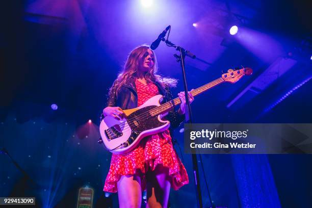 Swedish singer Johanna Soederberg of First Aid Kit performs live on stage during a concert at the Columbia Halle on March 08, 2018 in Berlin, Germany.