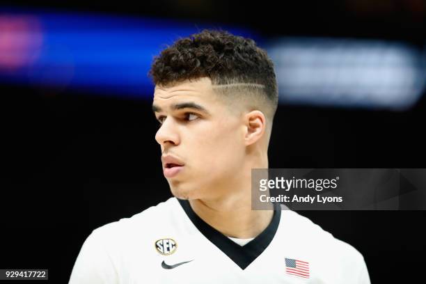Michael Porter Jr of the Missouri Tigers watches the action against the Georgia Bulldogs during the second round of the 2018 SEC Basketball...