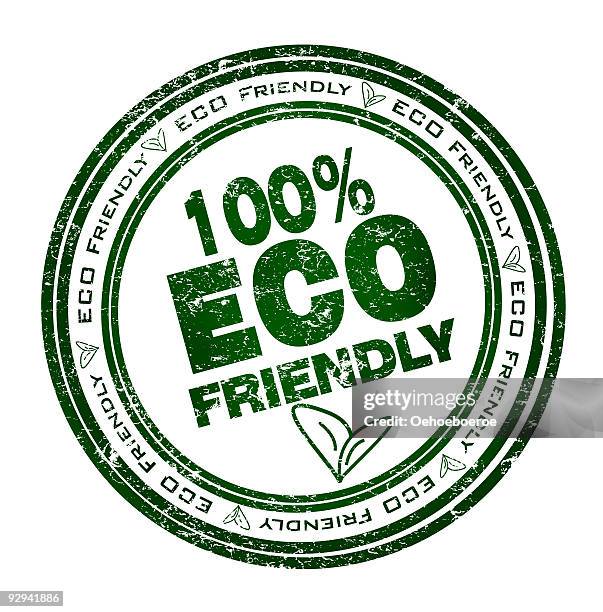round stamp for 100% eco friendly in green - green stamp stock illustrations