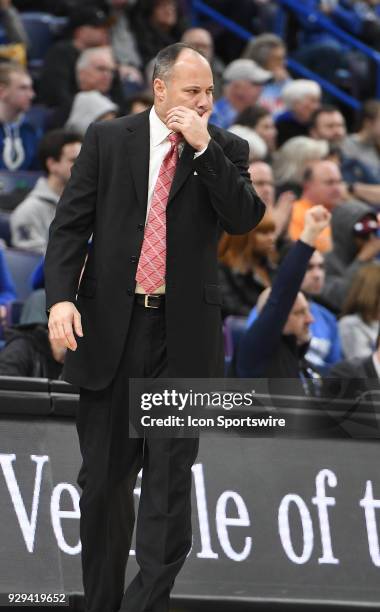 Georgia basketball coach Mark Fox watches his team play during a Southeastern Conference Basketball Tournament game between the Georgia Bulldogs and...