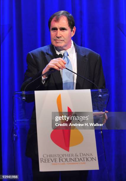 Actor Richard Kind speaks onstage at the Christopher & Dana Reeve Foundation 19th Annual "A Magical Evening" Gala at the Marriott Marquis on November...