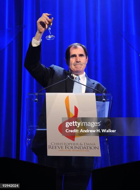 Actor Richard Kind speaks onstage at the Christopher & Dana Reeve Foundation 19th Annual "A Magical Evening" Gala at the Marriott Marquis on November...