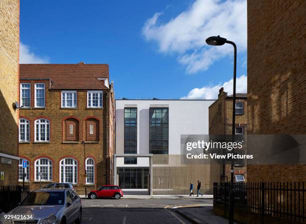 Entrance gate on Chalton Street. Regent High School, London, United Kingdom. Architect: Walters and Cohen Ltd, 2015.