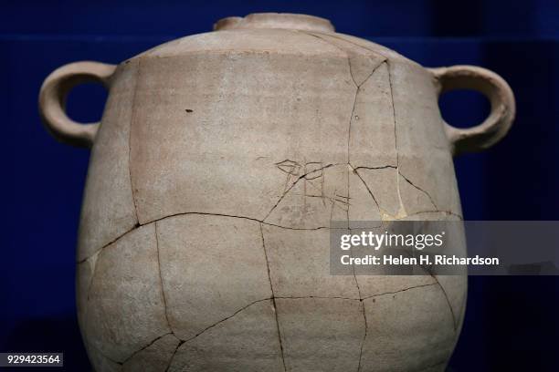 The signature of the potter who made this pot from the 7th and 8th century BC can be seen in the middle of the pot, that is part of the upcoming Dead...