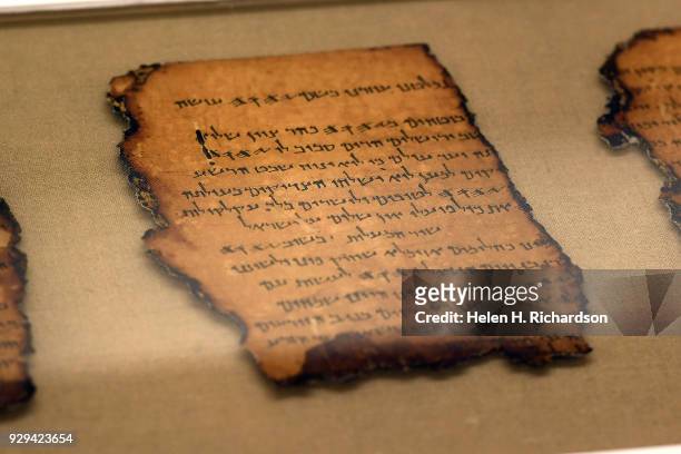 Detailed image of one of the Dead Sea Scrolls that will be on display as part of the upcoming Dead Sea Scrolls exhibit opening soon at the Denver...