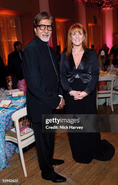 Amitabh Bachchan and The Duchess of York attend the Royal Rajasthan charity Gala on November 9, 2009 in London, England.