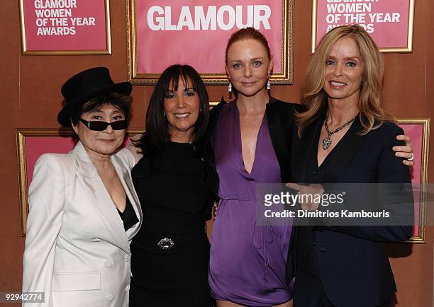 Artist Yoko Ono, Olivia Harrison, designer Stella McCartney and Barbara Starkey attend the The 2009 Women of the Year hosted by Glamour Magazine at...
