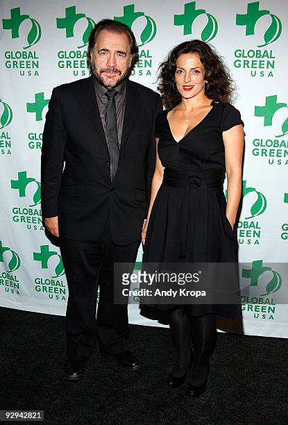 Actor Brian Cox and his wife Nicole Ansari-Cox attend the 10th annual Global Green USA Sustainable Design Awards at The Lighthouse at Chelsea Piers...