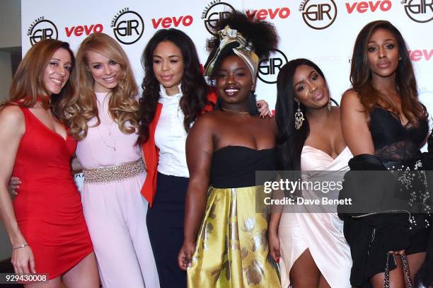 Miss Vivianna, Liz McClarnon, Sarah-Jane Crawford, Misha B, Carla Marie Williams and Alexandra Burke attend the 'Girls I Rate' 3rd Annual Gala Dinner...