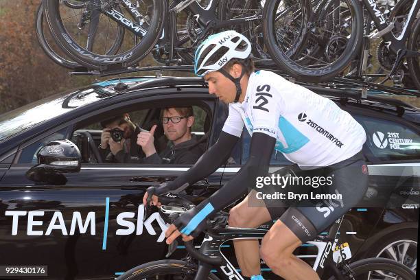 Diego Rosa of Italy, Gabriel Rasch Team SKY Director Sportif / on March 8, 2018 in Salon-de-Provence, France.