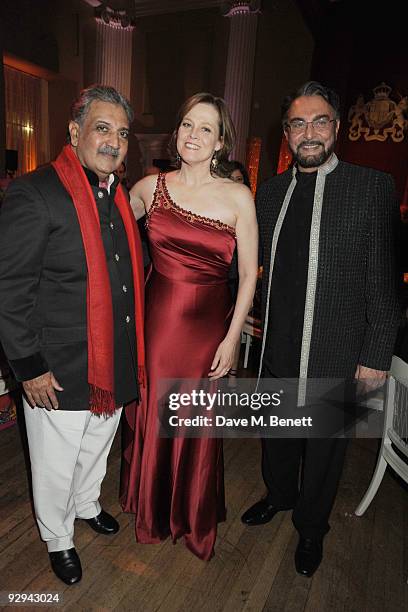 Maharaja Gaj Singh II of Marwar-Jodphur, Sigourney Weaver and Kabir Bedi attend the Royal Rajasthan Gala on November 9, 2009 in London, England.