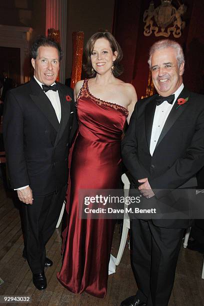 Viscount David Linley, Sigourney Weaver and Hugh Empids attend the Royal Rajasthan Gala on November 9, 2009 in London, England.