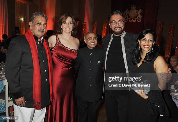 Maharaja Gaj Singh II of Marwar-Jodphur, Sigourney Weaver, Kabir Bedi, Vinod Tailor and Suki Dusaj attend the Royal Rajasthan Gala on November 9,...