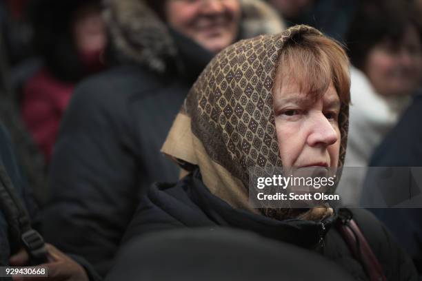 Women, activists, and SEIU members hold a rally to celebrate International Womens Day on March 8, 2018 in Chicago, Illinois. International Womens Day...