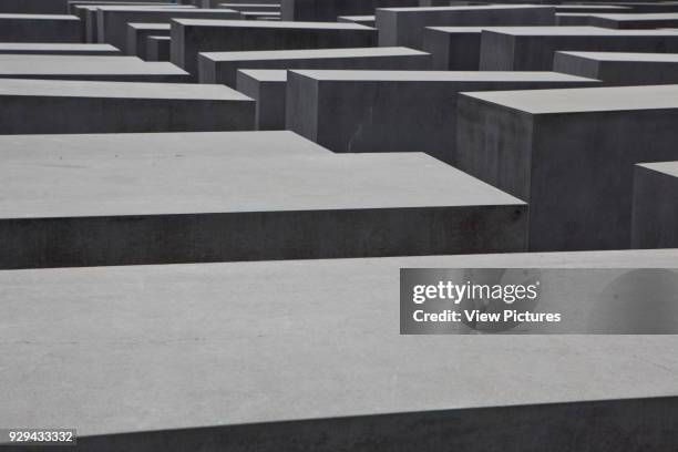 Memorial to the Murdered Jews of Europe, Berlin, Germany. Architect: Peter Eisenman, 2005. Image of the Jewish Memorial Stone work.