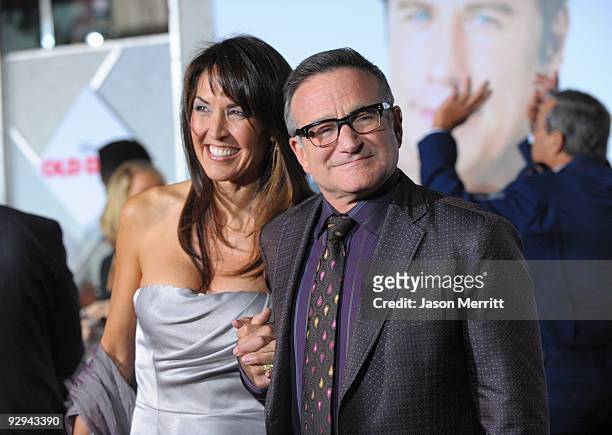 Actor Robin Williams and Susan Schneider arrive at the premiere of Walt Disney Pictures' "Old Dogs" at the El Capitan Theatre on November 9, 2009 in...