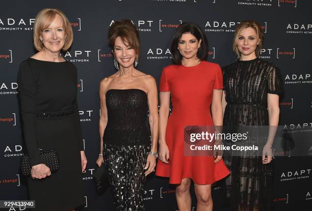 Judy Woodruff, Susan Lucci, Tamsen Fadal, and Cara Buono attend the Adapt Leadership Awards Gala 2018 at Cipriani 42nd Street on March 8, 2018 in New...