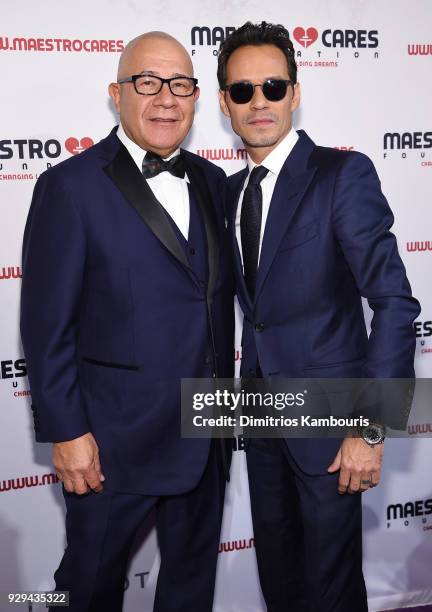 Maestro Cares Foundation co-founders Henry Cardenas and Marc Anthony attend the Maestro Cares Third Annual Gala Dinner at Cipriani Wall Street on...