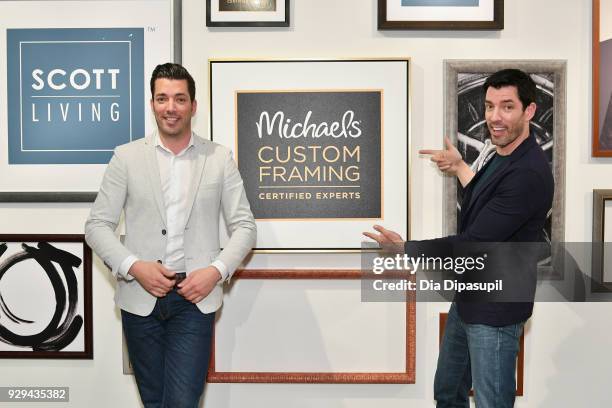 Jonathan Scott and Drew Scott celebrate the launch of their first custom framing program, Scott Living, available exclusively at Michaels on March 8,...