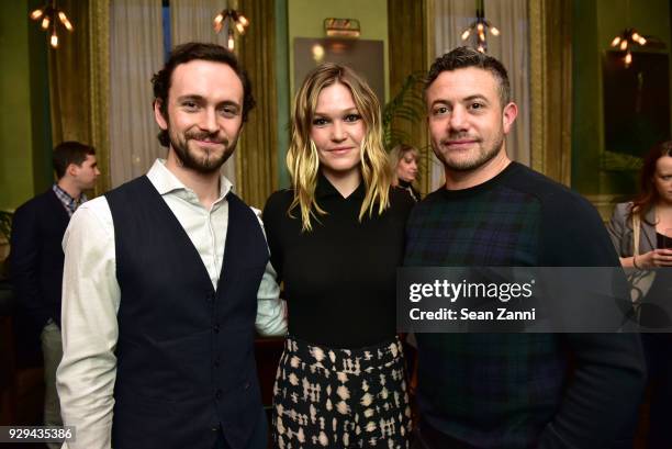 Actors George Blagden, Julia Stiles and Warren Brown attend as Ovation TV hosts 2018-2019 Programming Preview at Soho Grand Hotel on March 8, 2018 in...