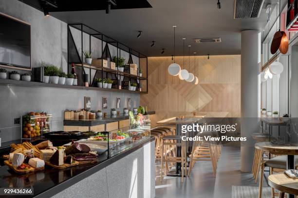 Coffee - bar area. Obica Restaurant, London, United Kingdom. Architect: Labics, 2016.