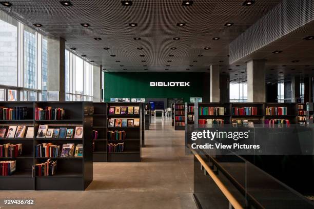 Library interior view. Dokk1, Aarhus, Denmark. Architect: Schmidt Hammer & Lassen Ltd, 2015.