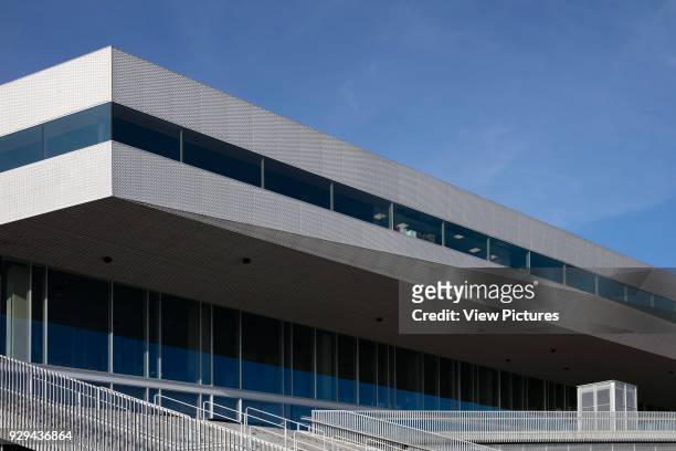 Exterior close view. Dokk1, Aarhus, Denmark. Architect: Schmidt Hammer & Lassen Ltd, 2015.