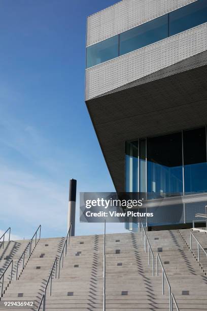 Exterior close view. Dokk1, Aarhus, Denmark. Architect: Schmidt Hammer & Lassen Ltd, 2015.