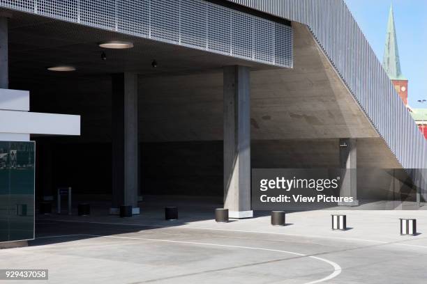 Exterior side view. Dokk1, Aarhus, Denmark. Architect: Schmidt Hammer & Lassen Ltd, 2015.
