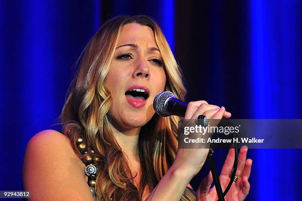 Singer Colbie Caillat performs onstage at the Christopher & Dana Reeve Foundation 19th Annual "A Magical Evening" Gala at the Marriott Marquis on...